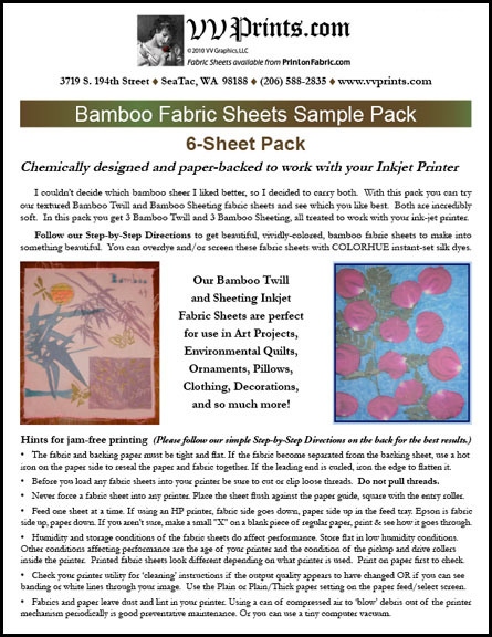 [Bamboo Sheeting and Twill Inkjet Printable Fabric Sheets]