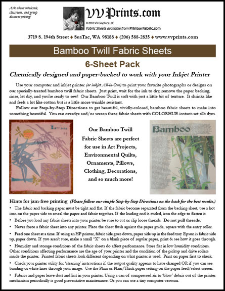 [Bamboo Twill Inkjet Printable Fabric Sheets]