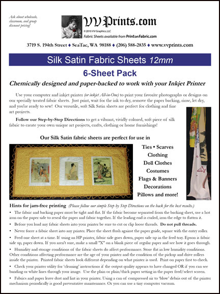 [Silk Satin Inkjet Printable Fabric Sheets]